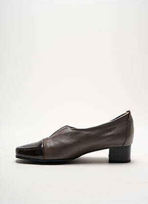 Escarpins tissage vernis talon plat jusqu'à 3cm marron LUXAT femme