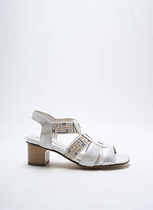 Sandales/nu pieds matière lisse talon de 4 à 6cm argent GEO-REINO femme
