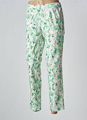 Pantalon 7/8 tissage popeline taille normale vert FRANK WALDER femme