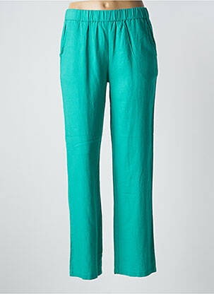 Pantalon droit tissage popeline taille normale vert ÉTYMOLOGIE femme
