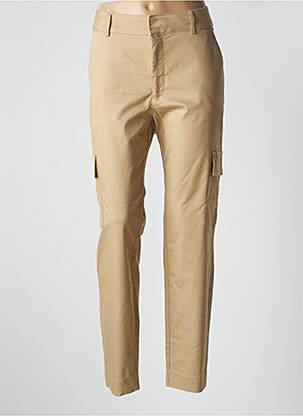 Pantalon droit fermeture zippée sous rabat boutonné beige KAFFE femme