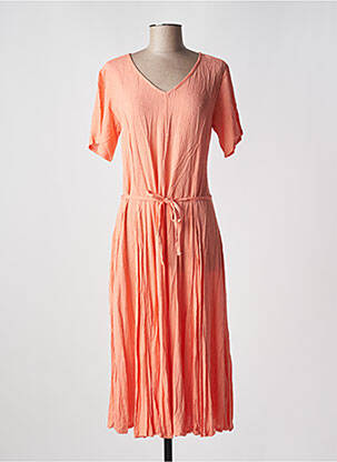 Robe mi-longue coupe évasée manches courtes orange ORIENTIQUE NATURALLY femme