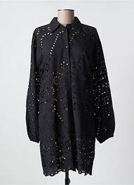 Robe mi-longue manches longues manches longues noir KAFFE femme