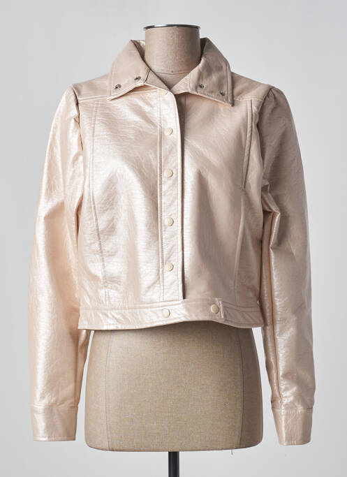 Veste simili cuir fermeture pressionnée beige JS MILLENIUM femme