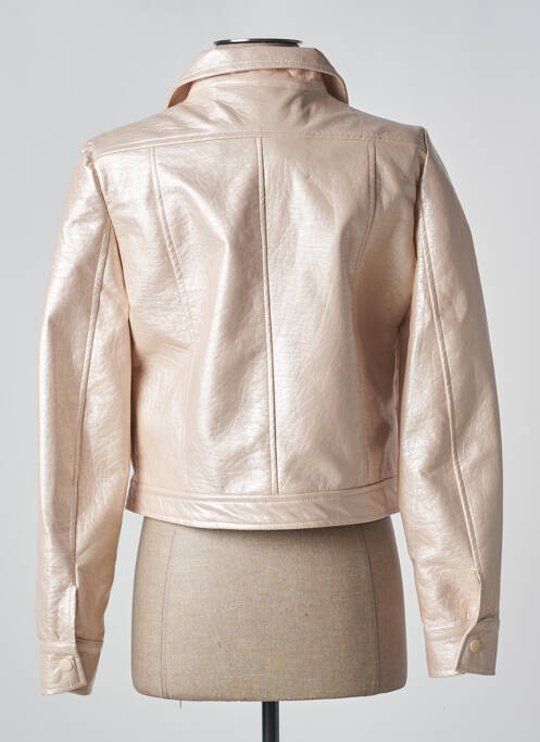 Veste simili cuir fermeture pressionnée beige JS MILLENIUM femme