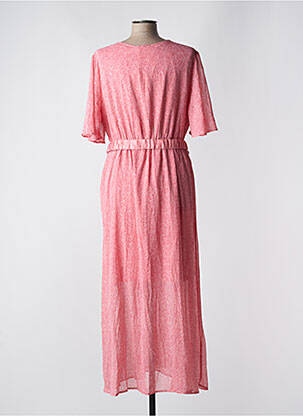Robe longue imprimé fleurs manches courtes rose BY ONE femme