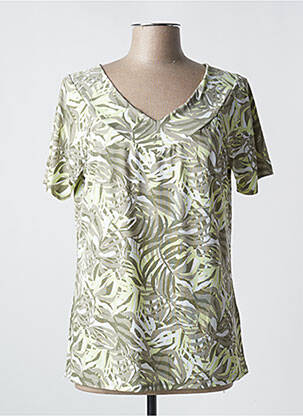 T-shirt col v manches courtes vert MARBLE femme