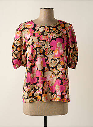 Blouse imprimé fleurs manches courtes rose KAFFE femme