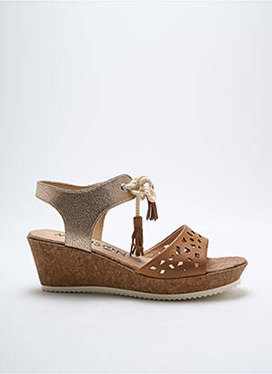 Sandales/nu pieds matière lisse talon de 4 à 6cm or MADISON femme