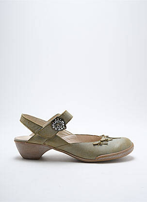 Sandales/nu pieds tissage satiné talon de 4 à 6cm vert SWEET femme