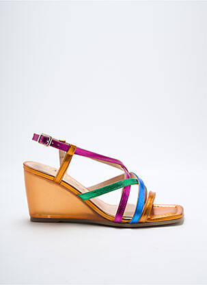 Sandales/nu pieds matière lisse talon de 4 à 6cm orange LODI LOVE femme