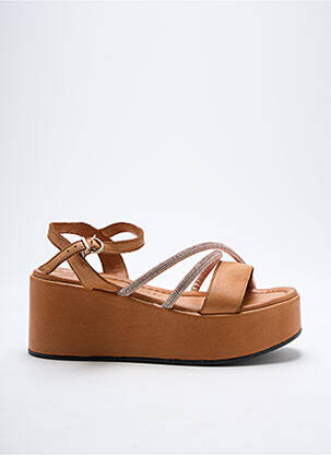 Sandales/nu pieds tissage satiné talon de 4 à 6cm marron CAFE NOIR femme
