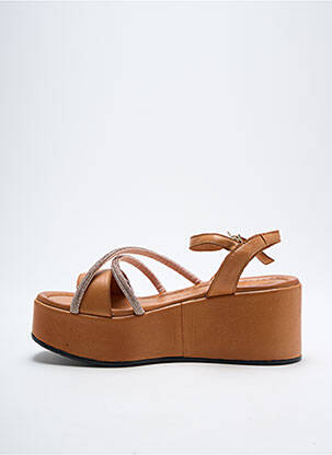 Sandales/nu pieds tissage satiné talon de 4 à 6cm marron CAFE NOIR femme
