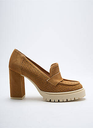 Mocassins nubuck talon de 7 à 9cm marron LODI LOVE femme