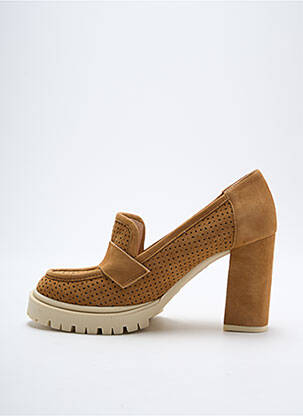 Mocassins nubuck talon de 7 à 9cm marron LODI LOVE femme