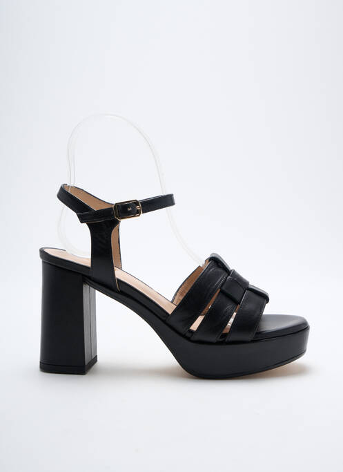 Sandales/nu pieds tissage satiné talon de 7 à 9cm noir LODI LOVE femme