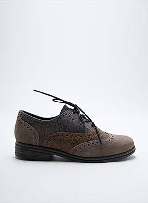 Derbies nubuck talon plat jusqu'à 3cm gris GEO-REINO femme