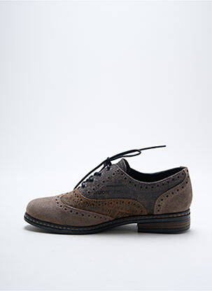 Derbies nubuck talon plat jusqu'à 3cm gris GEO-REINO femme