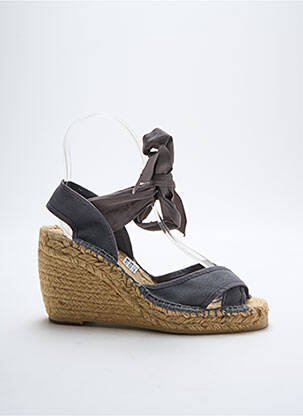 Espadrilles tissage satiné talon de 7 à 9cm gris PARE GABIA femme