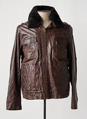 Veste en cuir marron REDSKINS homme