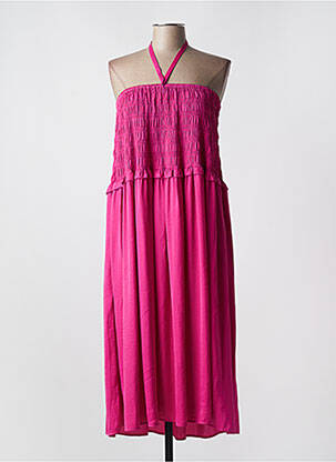 Robe mi-longue coupe fluide fines bretelles rose MD'M femme