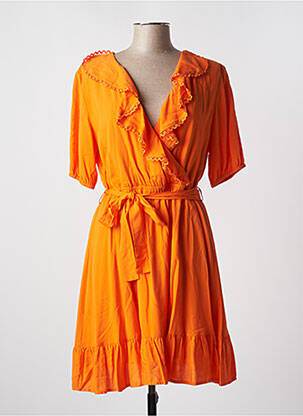 Robe mi-longue manches courtes manches courtes orange GAUDI femme