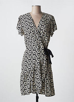 Robe mi-longue imprimé fantaisie manches courtes noir GAUDI femme