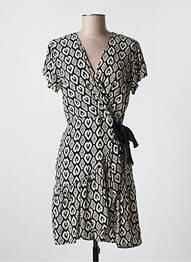 Robe mi-longue imprimé fantaisie manches courtes noir GAUDI femme
