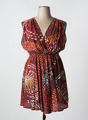 Robe mi-longue coupe évasée sans manche rouge MÊME ROAD femme