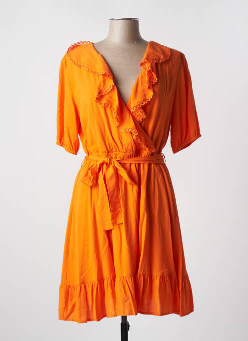 Robe mi-longue manches courtes manches courtes orange GAUDI femme