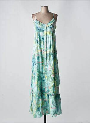 Robe longue manches bretelles ajustables fines bretelles bleu MD'M femme