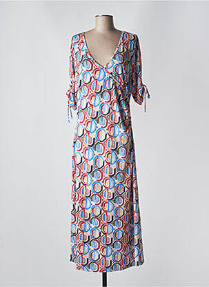 Robe longue manches courtes manches courtes bleu MD'M femme