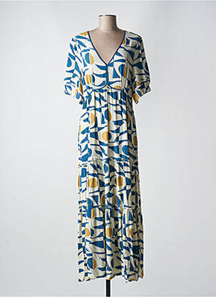 Robe longue manches courtes manches courtes bleu MD'M femme