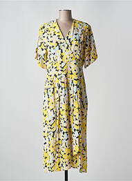 Robe mi-longue imprimé fleurs manches courtes jaune MD'M femme