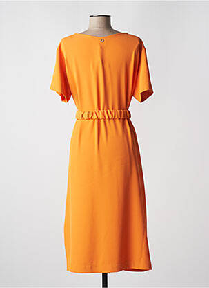 Robe mi-longue tissage crêpe manches courtes orange MÊME ROAD femme