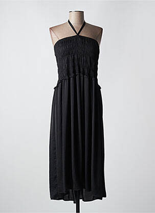 Robe longue manches dos nu fines bretelles noir MD'M femme