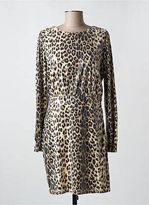 Robe courte manches longues manches longues beige ICHI femme
