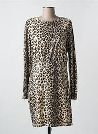 Robe courte manches longues manches longues beige ICHI femme