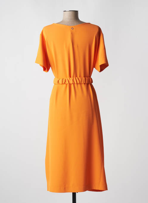 Robe mi-longue tissage crêpe manches courtes orange MÊME ROAD femme