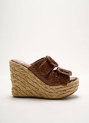 Mules/sabots fermeture boucle(s) talon haut de 10cm et plus marron STUDIO MODE femme