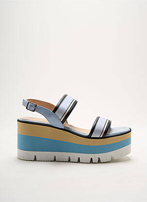 Sandales/nu pieds matière lisse talon de 4 à 6cm bleu LODI LOVE femme