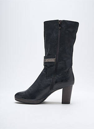 Bottes tissage satiné talon de 7 à 9cm noir MADISON femme