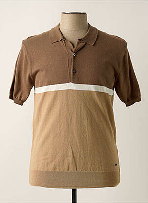 Pull stretch manches courtes marron DELAHAYE homme