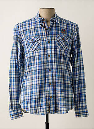 Chemise manches longues manches longues bleu DELAHAYE homme