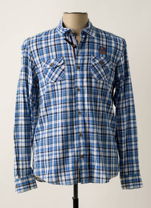 Chemise manches longues bleu DELAHAYE pour homme