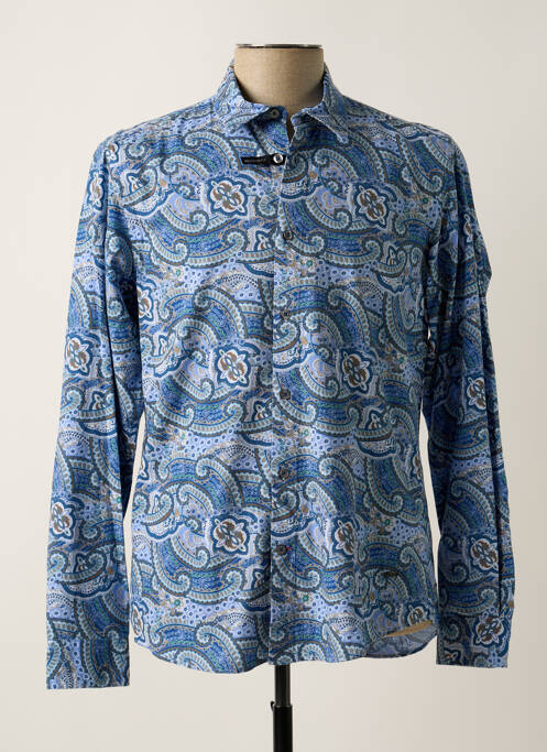 Chemise manches longues bleu DELAHAYE pour homme