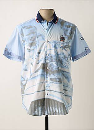 Chemise manches courtes imprimé fantaisie bleu DELAHAYE homme