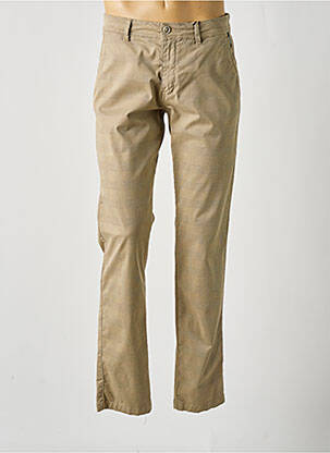 Pantalon chino imprimé imprimé prince de galle taille normale marron DELAHAYE homme