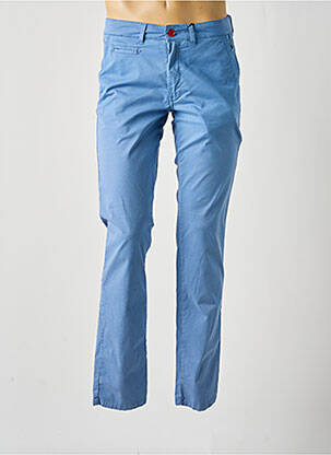 Pantalon chino tissage popeline taille normale bleu DELAHAYE homme