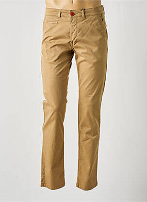 Pantalon chino tissage popeline taille normale marron DELAHAYE homme